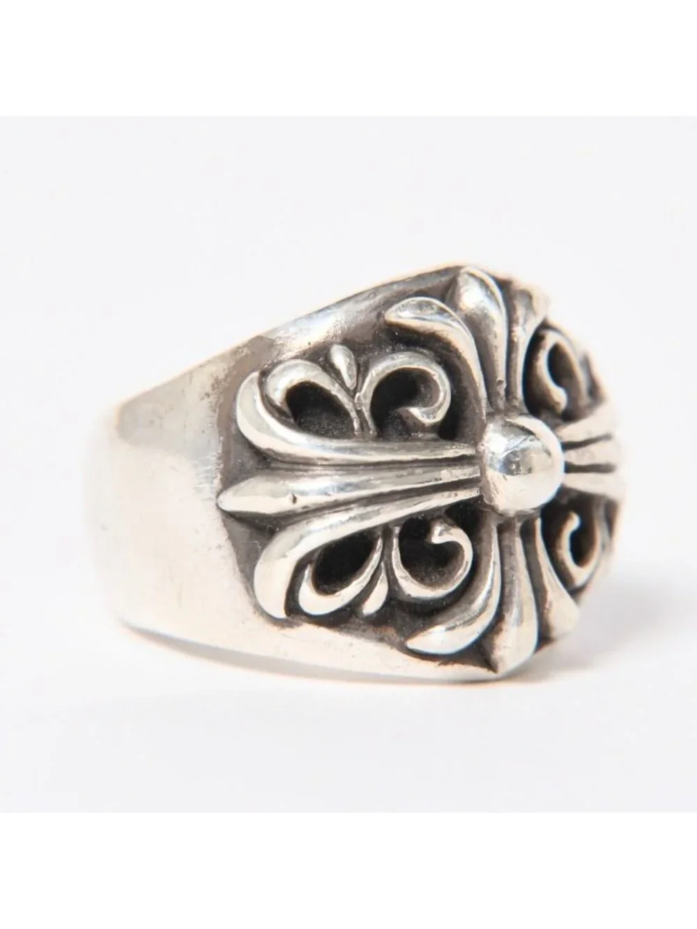 Chrome Hearts Keeper Ring Floral Arabesque Pattern 925 Sterling Silver